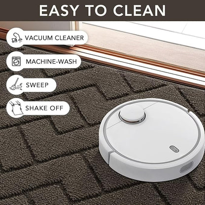 hicorfe Front Door Mat Outside Entrance,32"x40" Absorbent Muddy Dirt Resist Welcome Door Mats Outdoor Indoor,Stain and Fade Resistant,Non Slip Backing Entry Mat Doormat for Entryway(Latte)