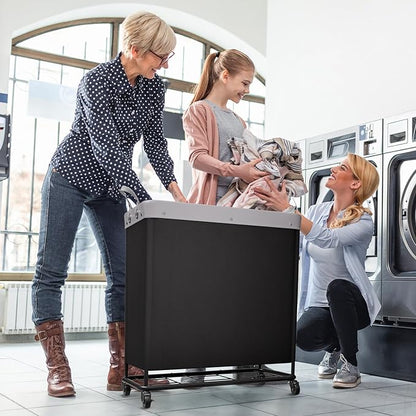 Lifewit 240L Laundry Basket with Wheels, Large Heavy Duty Commercial Rolling Laundry Hamper with Handles, Tall Steel Frame Laundry Cart for Laundry Room Bedroom Hotel Home Dorm, Black