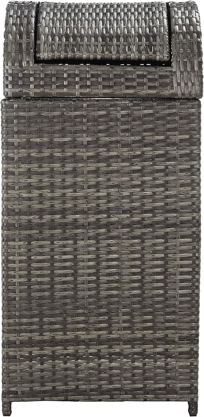 SAFAVIEH Outdoor Collection Mazeli Grey Brown Woven Swing Top Dome Lid Trash Bin (Fully Assembled) PAT7511C