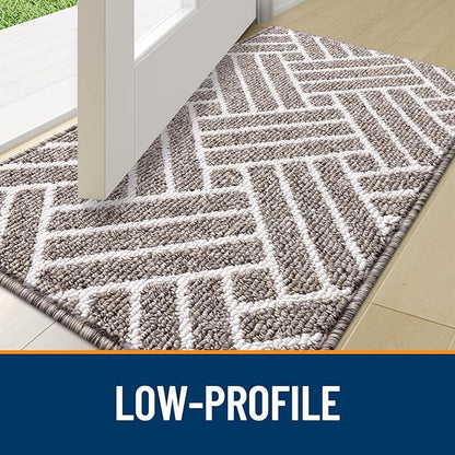 OLANLY Indoor Door Mat, 48x32 Inch, Dirt Resistant and Absorbent, Non-Slip Rubber Backing Floor Mats, Easy Clean Low-Profile Doormat for Entryway, Front Door, and Inside Entrance, Khaki