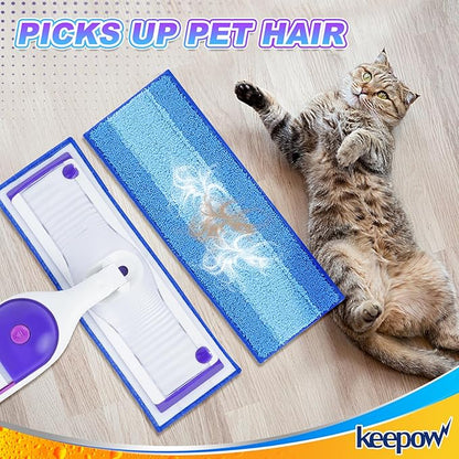Reusable Mop Pads for Swiffer PowerMop, 5 Pack Microfiber Mop Pad Refills with Scrubber Strips for 13''-15'' Spray Mop, Washable Mop Pads Use for Most Floor Types, Mop Pads Replacement for Dry Wet Mop