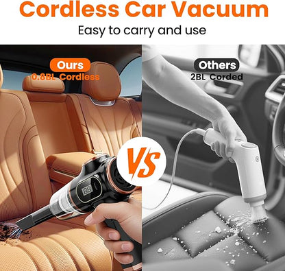 Portable Car Vacuum Cordless Mini Handheld Vacuums Cleaner High Power with LCD Display and Multi-Nozzles, Hand held Cleaners for Car, Home, Office, Sofa, Pet Hair,Keyboard (Black)