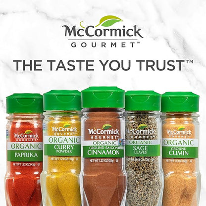 McCormick Gourmet Three Tier Wood 24 Piece Organic Spice Rack Organizer with Spices Included, 27.6 oz