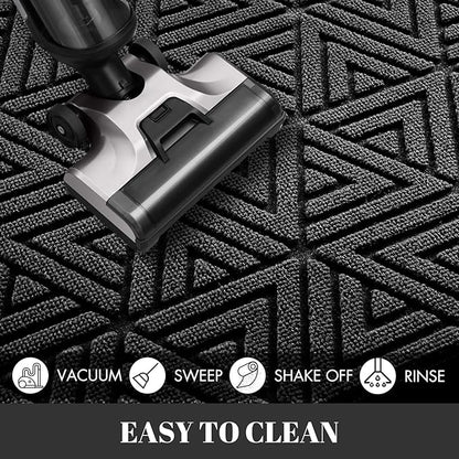 Yimobra Large Door Mat 36x24, All-Weather Waterproof Non-Slip Welcome Matt Outdoor, Heavy Duty Non Slip Doormat for Entryway for Patio and Garage Indoor, Easy Clean, Black