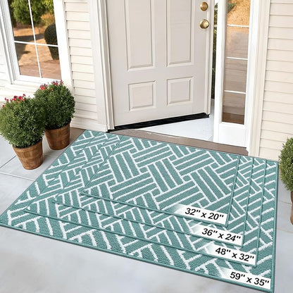 OLANLY Indoor Door Mat, 32x20 Inch, Dirt Resistant and Absorbent, Non-Slip Rubber Backing Floor Mats, Easy Clean Low-Profile Doormat for Entryway, Front Door, and Inside Entrance, Sage Green