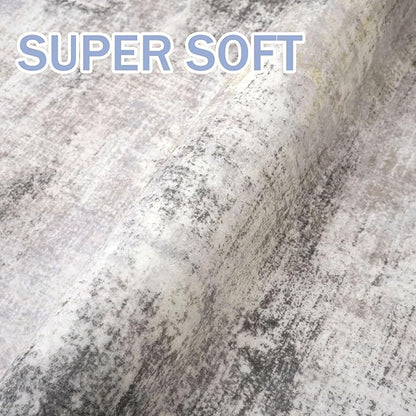 IOHOUZE Abstract Runner Rug 2x10 Ft Washable Runners for Hallways, Non Slip Kitchen Runner Printed Faux Wool Entryway Runner Indoor, Modern Abstract Floor Carpet for Hall Kitchen, Grey Beige