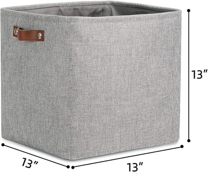 DULLEMELO Cube Basket for Storage and Organization, Collapsible Fabric Cube for Closet, Laundry, Nursery and Shelves - Decorative Empty Basket for Gifts (Gray)