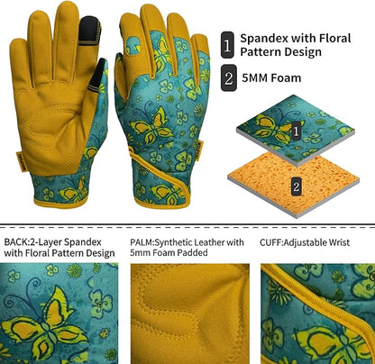 Thorn Proof&Puncture Resistant Gardening Gloves with Grip,Garden Gloves for Women, Leather Work Gloves,Gifts