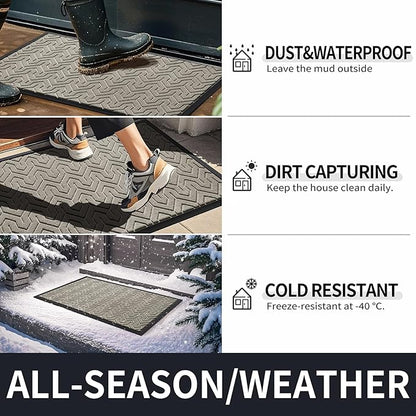 Yimobra Large Door Mat Outside Entrance 47x32, Waterproof Heavy Duty Outdoor Mats for Front Door, Non Slip Rubber Entry Mat for Garage Patio, Easy Clean, Beige