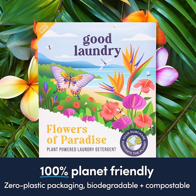 Good Laundry Flowers of Paradise Detergent Sheets, & Dryer Sheet Bundle - No Plastic Jugs, Eco-Friendly, Zero Harsh Chemicals, Hypoallergenic - Based in the USA
