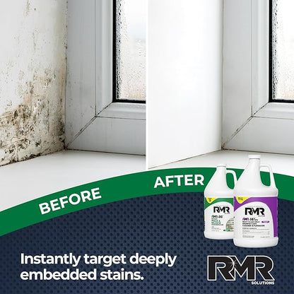 RMR Brands DIY Mold Remover Bundle - Complete Mold Killer & Stain Remover Bundle - Mold and Mildew Prevention Kit, Disinfectant Spray, Includes 2-1 Gallon Bottles