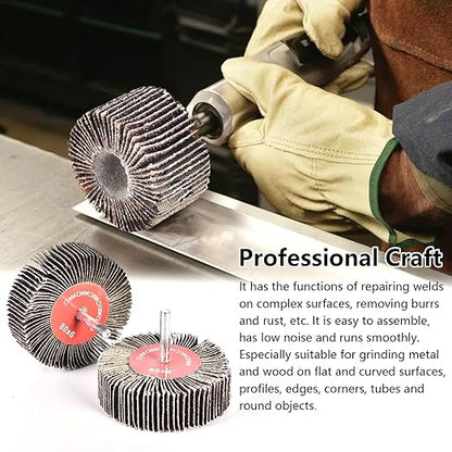 24Pcs Abrasive Flap Wheel Sander Set 80 Grit Sanding Flap Wheels Abrasive Flap Wheel Set 1/4" Shank Sanding Paper Polishing Wheel Die Grinder Flap Wheel for Grinding, Polishing, Deburring