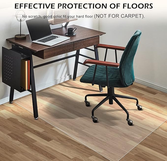 SALLOUS Clear Chair Mat, 47"x36" Office Chair Mat for Hard Floors, Vinyl Desk Chair Mat Protector for Hard Surface (Clear)