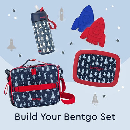 Bentgo Buddies Reusable Ice Packs - Slim Ice Packs for Lunch Boxes, Lunch Bags, and Coolers - Multicolored 4-Pack (Rocket)