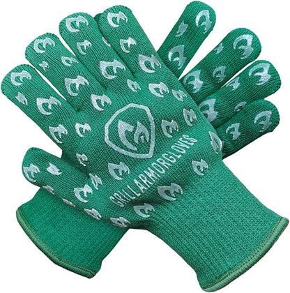 Grill Armor Oven Gloves 932°F Extreme Heat & Cut Resistant Oven Mitts with Fingers for BBQ, Cooking, Grilling, Baking – Accessory for Smoker, Cast Iron, Fire Pit, Camping, Fireplace, Griddle & More