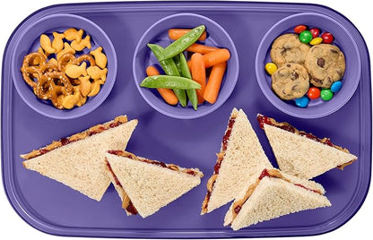 madesmart dipware 3 Bowl Serving Tray, Collapsible & Removable Dip Bowls for Charcuterie, Guacomole, Snacks, Veggies, Premium Dishwasher & Microwave Safe, Multipurpose Plate & Bowl, Purple