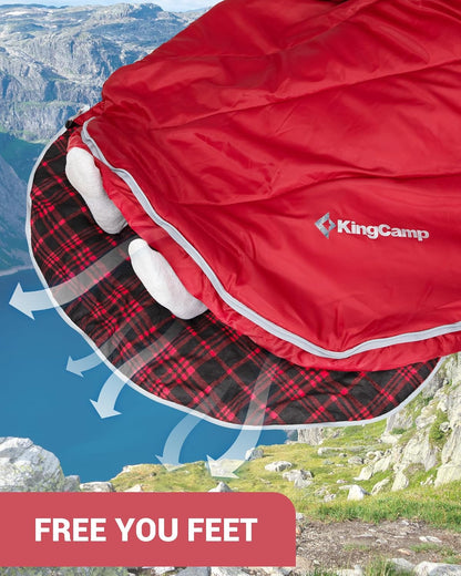 KingCamp Sleeping Bag for Adults, Cold Weather & Warm Extra Wide Big & Tall XL Portable Waterproof Flannel Sleeping Bags, Essentials Gear Accessories for Camping Backpacking Hiking Indoor & Outdoor
