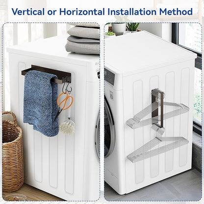 Magnetic Dryer Ball Holder and Magnetic Hanger Holder for Laundry Room Organization and Storage, Magnetic Lint Bin for Laundry Room, Iron Basket Dryer Ball Container for Laundry Room Storage (Brown)