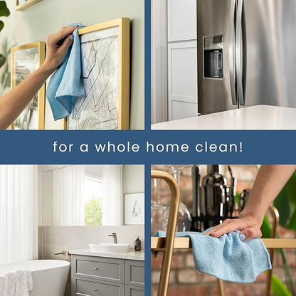 S&T INC. 50 Pack Microfiber Cleaning Cloth, Bulk Towels for Home, Reusable Microfiber Towels for Cars, Cleaning Rags, Light Blue, 11.5 Inches x 11.5 Inches, 50 Count
