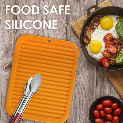 Silicone Trivets for Hot Pots and Pans, 9 * 12" Orange Silicone Hot Pads Pot Holders for Kitchen, 2 Pack Trivet Mat for Hot Dishes, Hot Pot Mats Hot Plates for Table Hot Dishes, Jar Opener