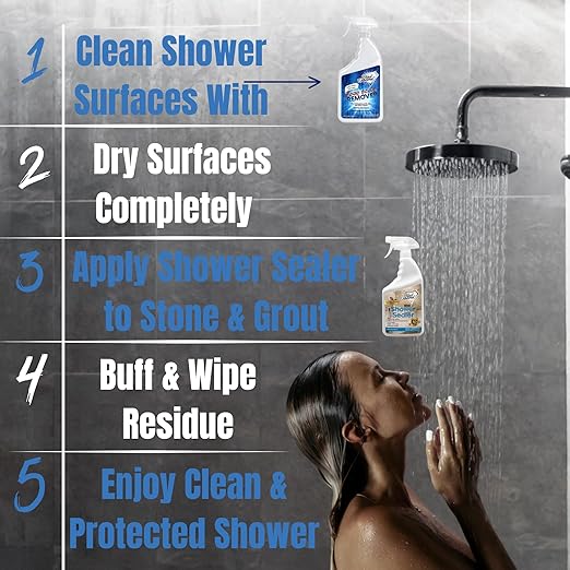 Natural Stone and Grout Penetrating Shower Sealer. Marble, Granite Travertine, Limestone. Protects Making Them Easy to Clean. Works Also on Grout in Tile, Ceramic, and Porcelain. 1-Quart