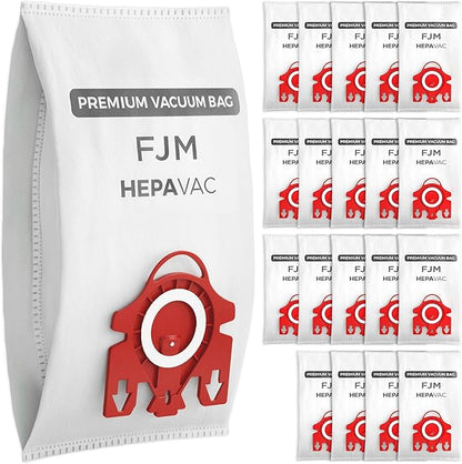 FJM Vacuum Cleaner Bags for Miele - 20 Pack - HEPA AirClean 3D Dust Bags – Fits Compact C1, C2, Complete C1