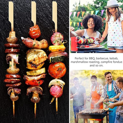 Bamboo Skewers 8 Inch, 200 PCS Cocktail Skewers, Wooden Skewers for Appetizers，BBQ，Fruit Kabobs，Sandwich，Drink.