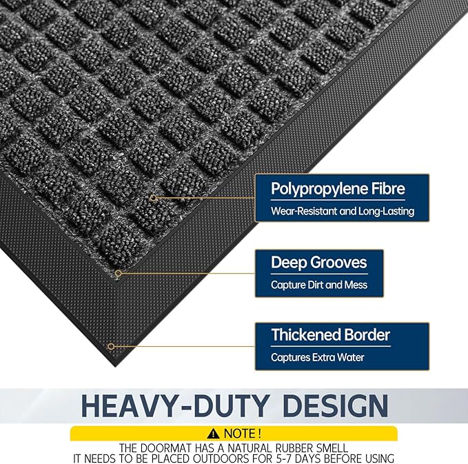 Indoor Outdoor Front Door Mats, 48" x 36" Rubber Backing Non Slip Durable Welcome Floor Mats for Patio, Garage Entrance, Stain and Fade Resistant Commercial Doormats for High Traffic