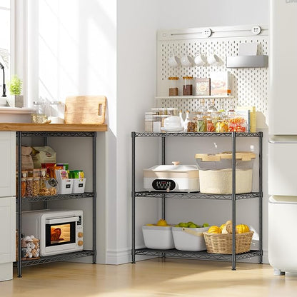 Storage Shelves Adjustable Wire Shelving Metal Wire Rack Shelving Unit Storage Shelf for Kitchen Laundry Room Pantry Closet Bathroom 24" W x 30" H x 14" D Black