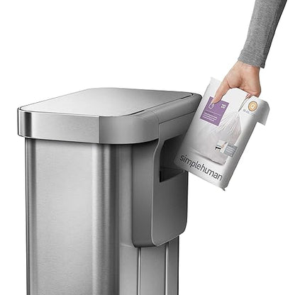 simplehuman 55 Liter / 14.5 Gallon Rectangular Hands-Free Kitchen Step Trash Can with Soft-Close Lid, Brushed Stainless Steel