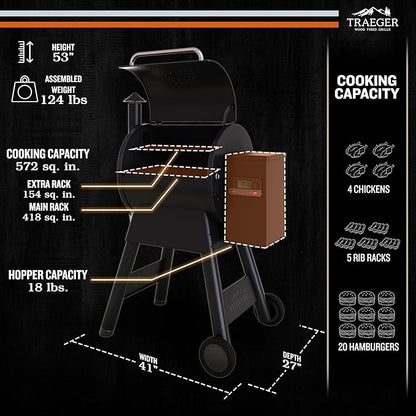 Traeger Grills Pro 575 Wood Pellet Grill & Smoker with Wifi, App-Enabled, Black