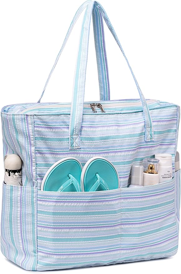 Waterproof Beach Tote Pool Bags for Women Ladies Extra Large Gym Tote Carry On Bag With Wet Compartment for Weekender Travel