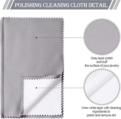 8 Pieces Large Jewelry Polishing Cloth Set Cleaning Cloths Silver Polishing Cleaning for Gold Silver Platinum Jewelry Coins Watches Silverware, 11 x 14 Inch and 6 x 8 Inch (Grey)