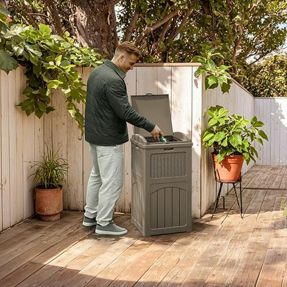 YESHOMY 4 Pack Outdoor Trash Can with Lid, Garbage Bins for Garden, Porch, Home and Kitchen, Coffee