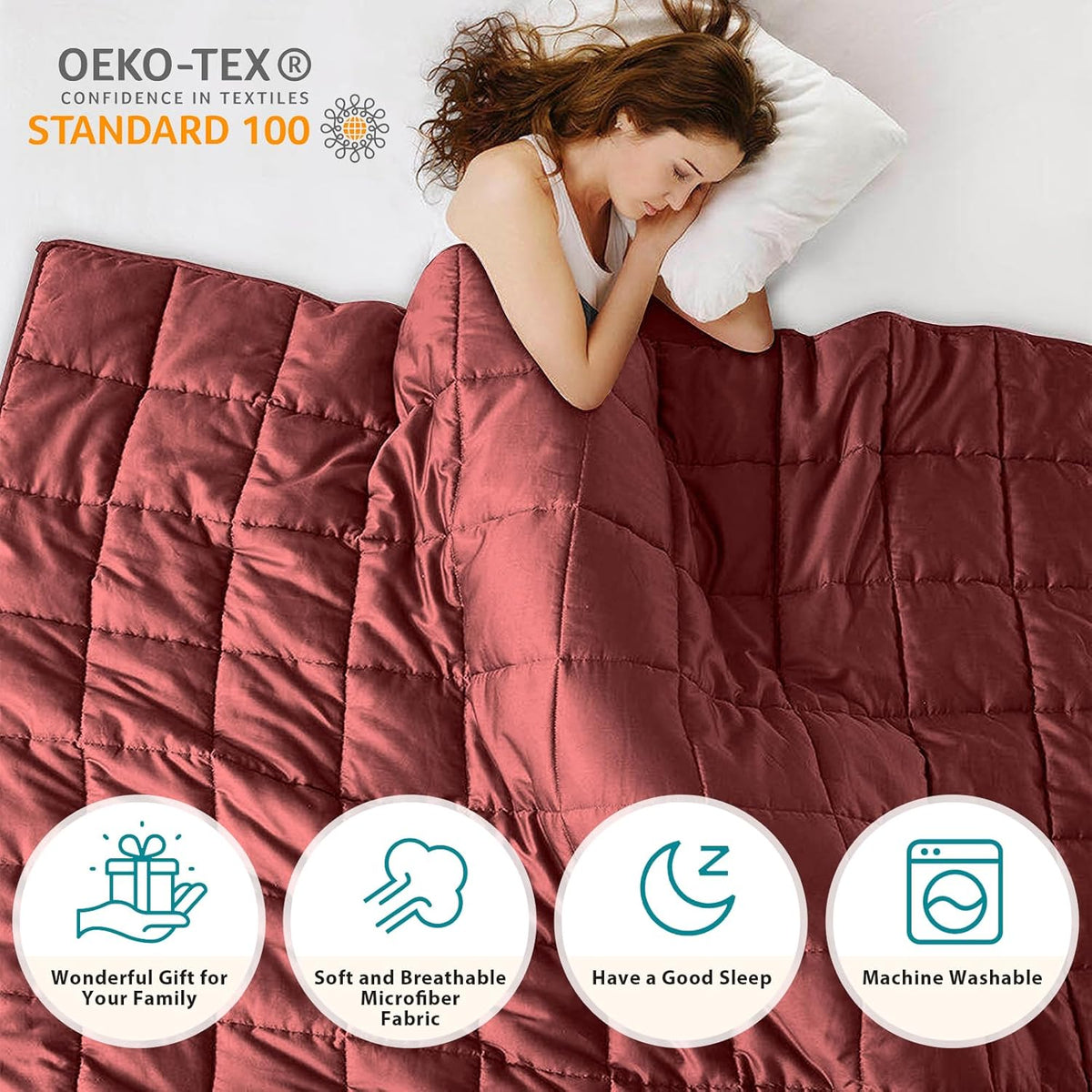 L'AGRATY Weighted Blanket - 48"x72" 20lbs Cooling Breathable Heavy Blanket Microfiber Material with Glass Beads for Adult All-Season Summer Fall Winter Soft Thick Comfort