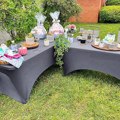 Trlyc 1 Pack 4FT Spandex Table Cloth - 48 x 30 Inch Rectangular Stretch Tablecloth, Wrinkle Resistant Scretch Table Cover for Wedding, Party, Banquet, Picnic, Outdoor Decoration (1Pcs,Grey)