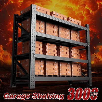 3000LBS Metal Steel Storage Shelves - 40" W Black 4 Tier Heavy Duty Rack Commercial Industrial Shelving with Adjustable Shelf for Basement Garage Warehouse - 40" W x 19.5" D x 59.5" H