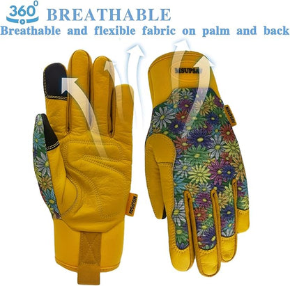 Thorn Proof&Puncture Resistant Gardening Gloves with Grip,Garden Gloves for Women, Leather Work Gloves,Gifts
