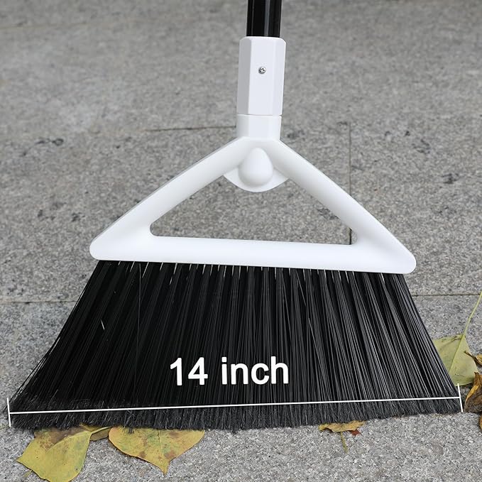 4 Pack Outdoor Indoor Broom, Brooms for Sweeeping Indoor, Heavy-Duty Kitchen Broom with Long Pole, Angle Broom White for Garages Restaurant Courtyard Office Slidewalk Lobby Sweep Dust