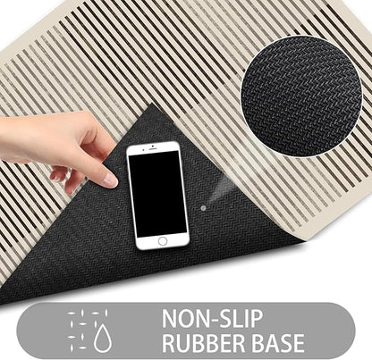 Ultra Thin Door Mat Indoor Entrance, 1/10 in Thin Door Mats for Inside Entry, Non-Slip Rubber Backing Washable Doormat, Fade Resistant, Absorbent, Low Profile Dirt Trapper, 30"X17"