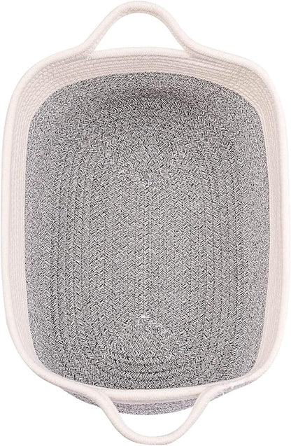 Medium and Large Woven Basket//With Handle, Used for Toys and Fabric Storage Basket used for Storing xl Storage Box, Decorative Storage Box Room 2pack (14L*10W*8.6H Silver Gray, 14Lx10Wx8.6H)
