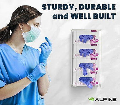 Alpine Glove Holder for Wall Mount - Latex Glove Holder Wire Glove Dispenser for Wall Disposable Glove Box & Tissue Box - Fits 4 Box (White)