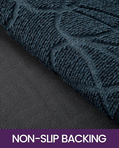 DEXI Front Door Mat Outside Entrance, Heavy Duty Non Slip Low Profile Doormat for Entryway, Trap Dirt and Moisture Welcome Mats, Easy Clean, Patio, Garage, 5x3, Blue