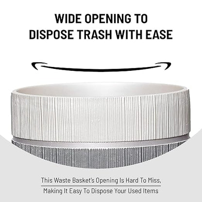 Zahari Home Decorative Trash Can for Bathroom, Office & Bedroom - 2.1 Gallons Stylish & Small Trash Can for Dorms, Desktop & Restroom - Chic Waste Basket for Compact Spaces, Modern Line, Grey