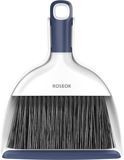 Mini Broom and Dustpan Set for Cleaning, Compact Desktop Dustpan with Brush for Kitchen Counter, Office, Car, Navy Blue, 1 Pack