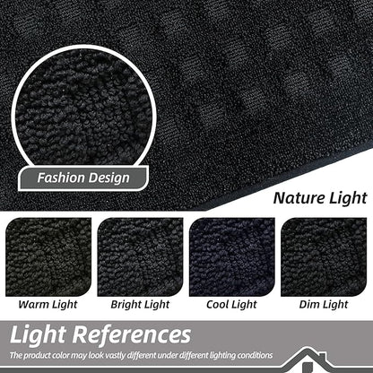 BEQHAUSE Waffle Door Mats Indoor 24"x36", Dog Mat for Muddy Paws Absorbent and Dirt Resist Floor Mats Non-Slip Washable Rugs for Entryway, Welcome Mat for Front Back Door, Muddy Wet Shoes, Black