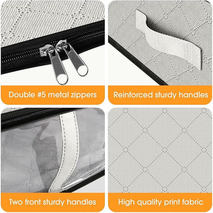 StorageRight Under Bed Storage Bins, 2-Pack 40L Foldable Fabric Storage Bags with Transparent Window, Breathable Organizer for Clothes/Blanket/Comforter/Quilt, White