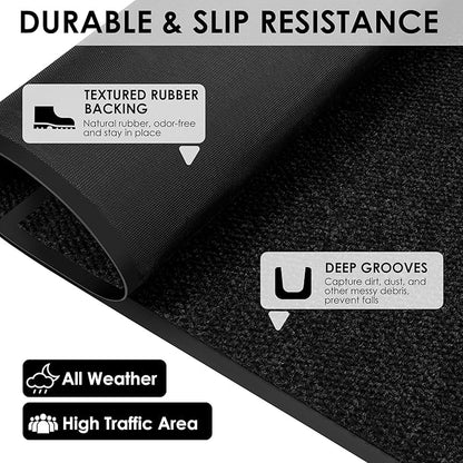 4′ x 44′ Front Door Mat Indoor Outdoor Entrance, Commercial Floor Mat Heavy Duty Dirt Trapper Entryway Doormat, Custom Size Non Slip Rubber Backing Welcome mat, Door Mat for High Traffic Area