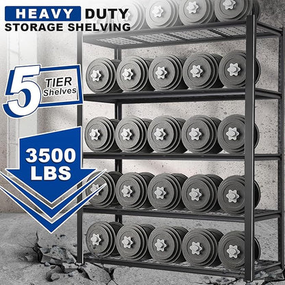 BILT HARD 60" W x 24" D Garage Shelving 3500 LBS, 72" H Storage Shelves, Heavy Duty 5-Tier Metal Shelving Units with Adjustable Shelf, Steel Wire Utility Storage Shelves