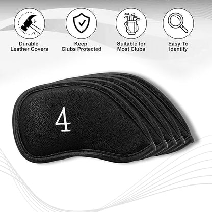 Golf 12pcs Thick Synthetic Leather Golf Iron Head Covers Set Headcover Fit All Brands Callaway Ping Taylormade Cobra Etc. Also Custom Name